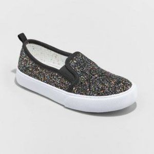 Cat & Jack Black Ofra Glitter Moccasin Girls Size 5